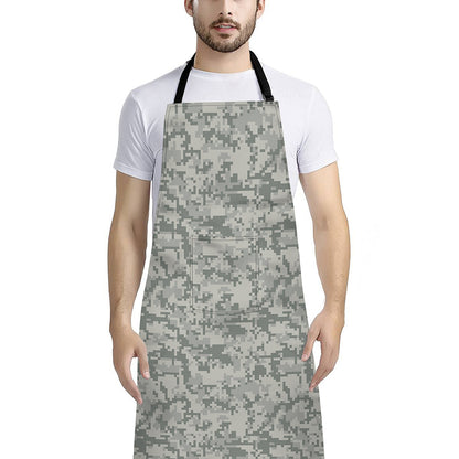Tan Digital Camo Pattern Print Bib Apron With Pocket
