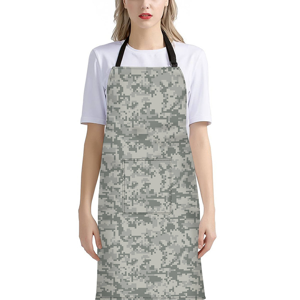 Tan Digital Camo Pattern Print Bib Apron With Pocket