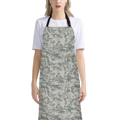 Tan Digital Camo Pattern Print Bib Apron With Pocket