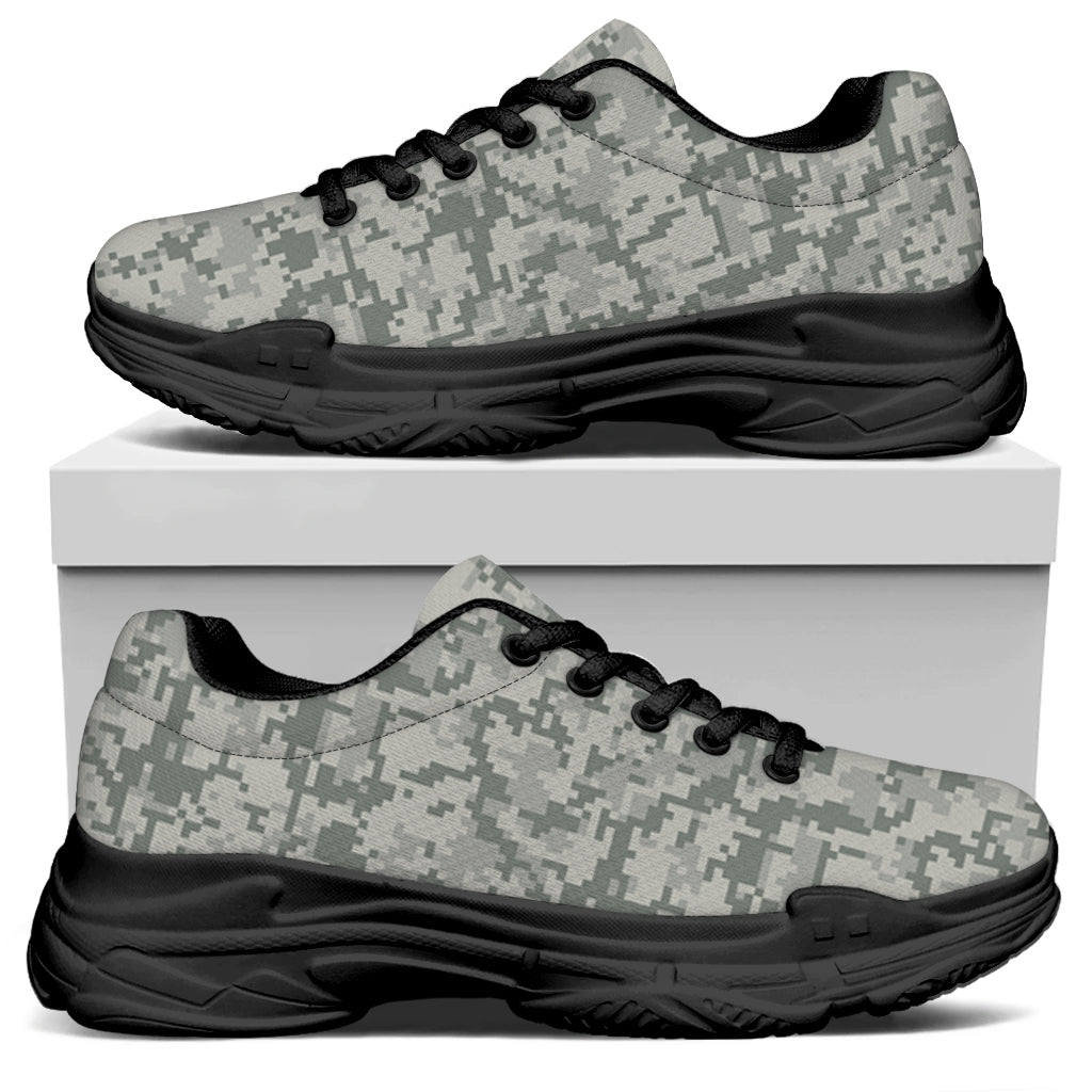 Tan Digital Camo Pattern Print Black Chunky Shoes