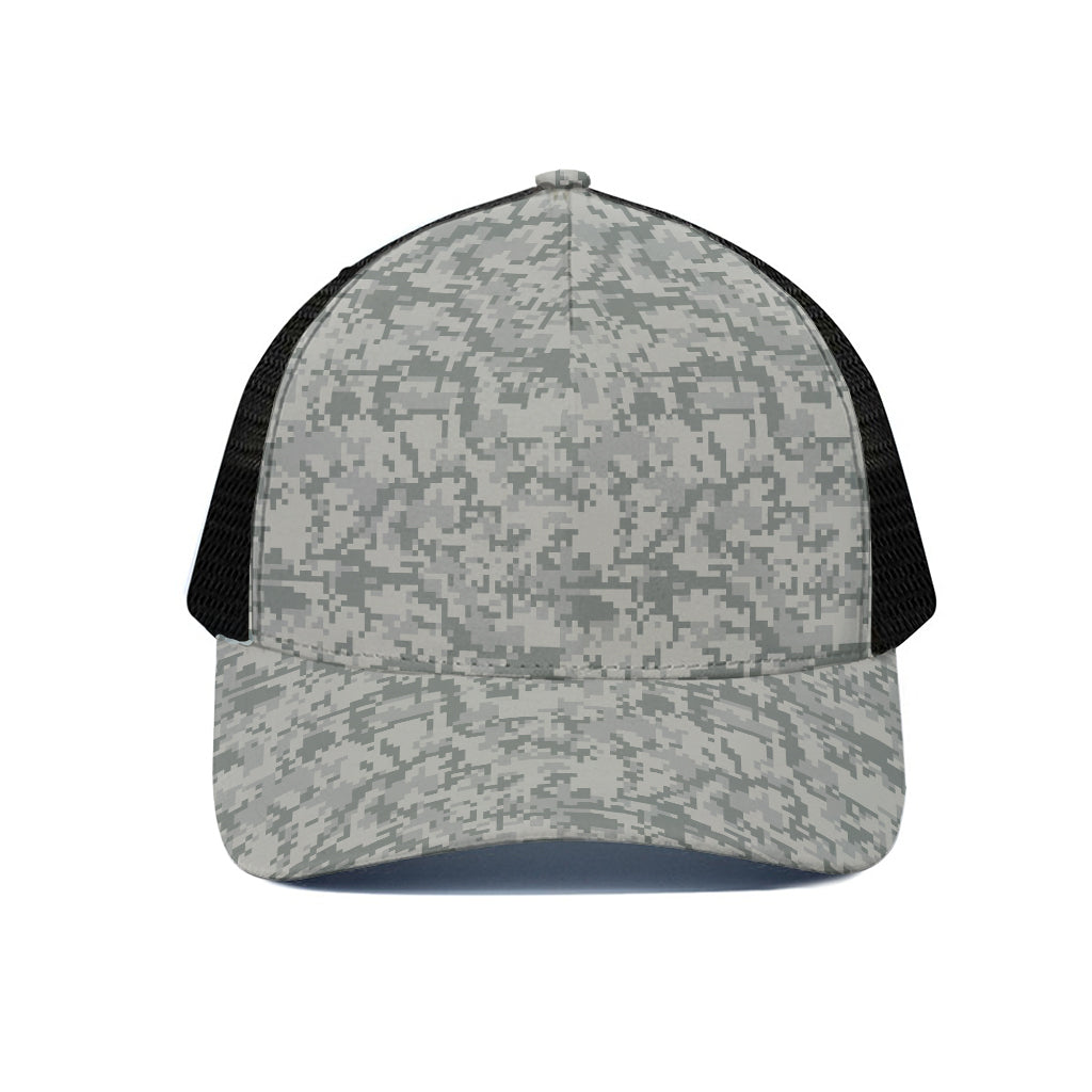 Tan Digital Camo Pattern Print Black Mesh Trucker Cap