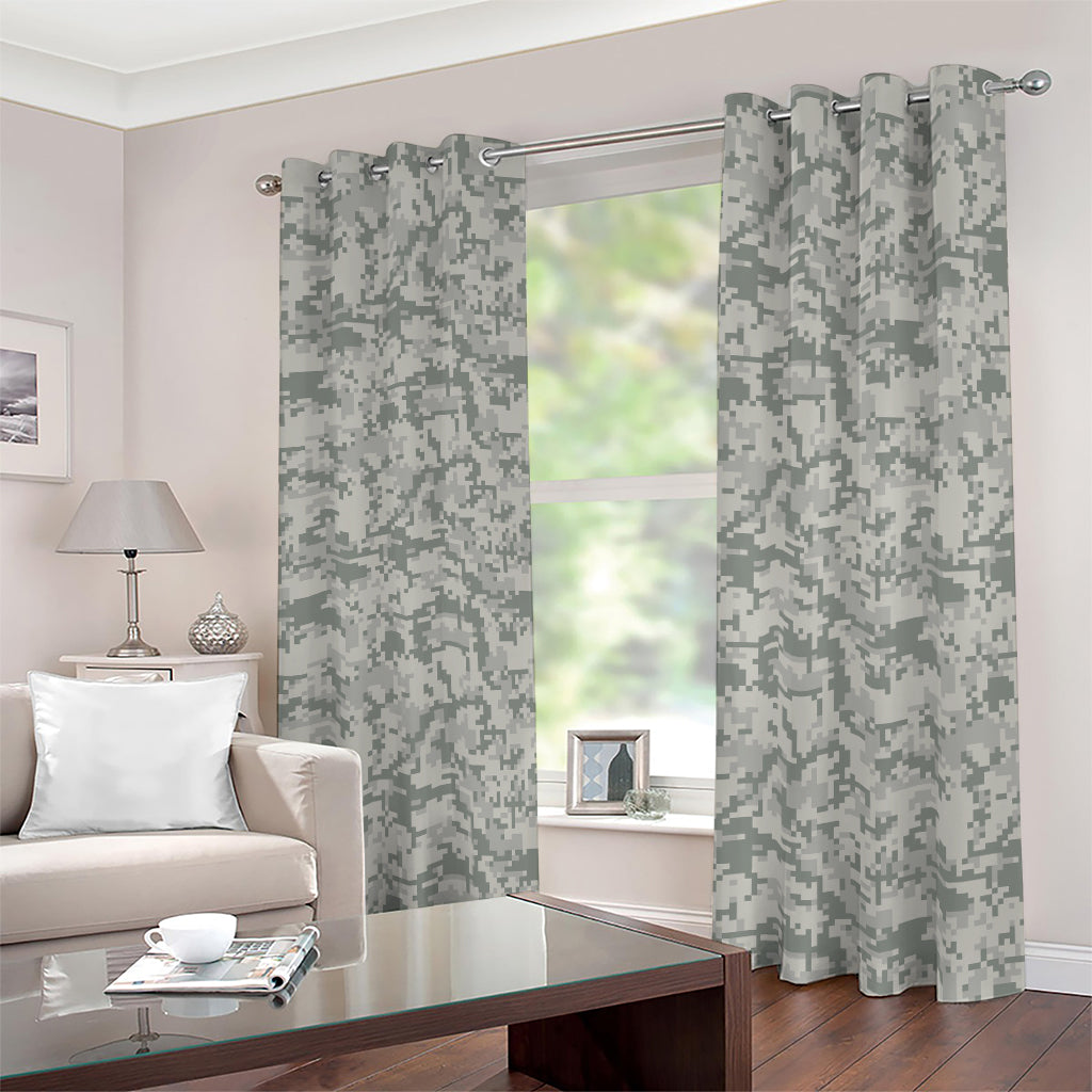 Tan Digital Camo Pattern Print Blackout Grommet Curtains