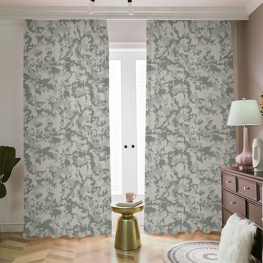 Tan Digital Camo Pattern Print Blackout Pencil Pleat Curtains