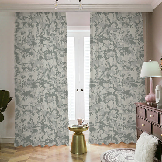 Tan Digital Camo Pattern Print Blackout Pencil Pleat Curtains