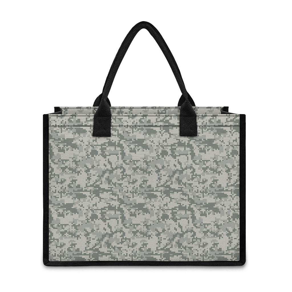 Tan Digital Camo Pattern Print Canvas Tote Bag