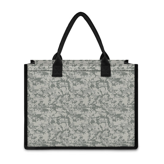 Tan Digital Camo Pattern Print Canvas Tote Bag