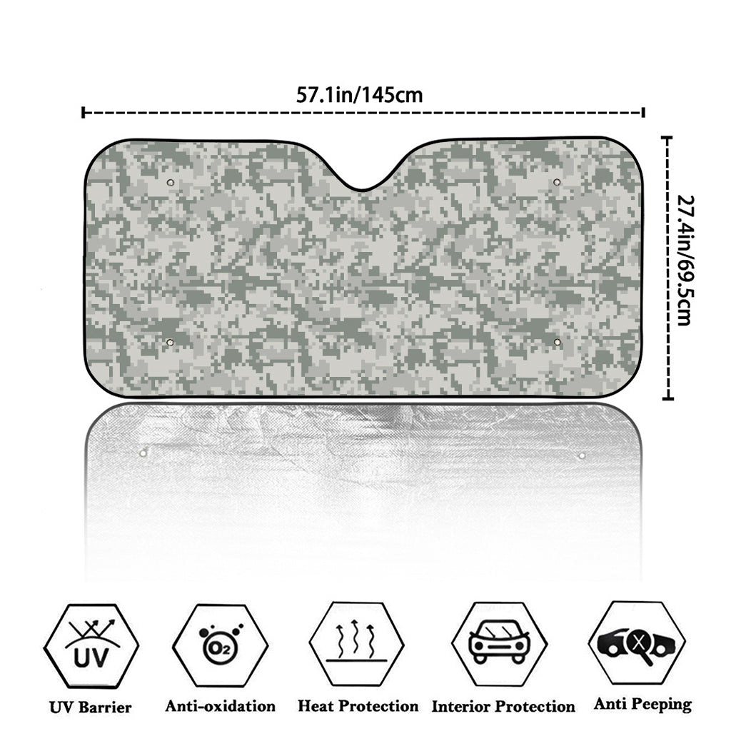Tan Digital Camo Pattern Print Car Windshield Sun Shade