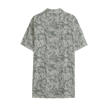Tan Digital Camo Pattern Print Cotton Hawaiian Shirt