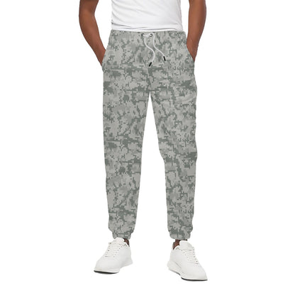 Tan Digital Camo Pattern Print Cotton Pants