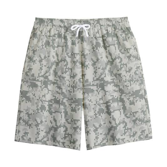 Tan Digital Camo Pattern Print Cotton Shorts