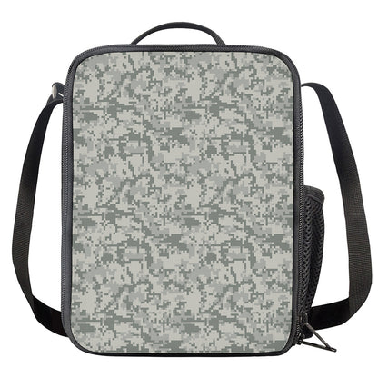 Tan Digital Camo Pattern Print Crossbody Lunch Bag