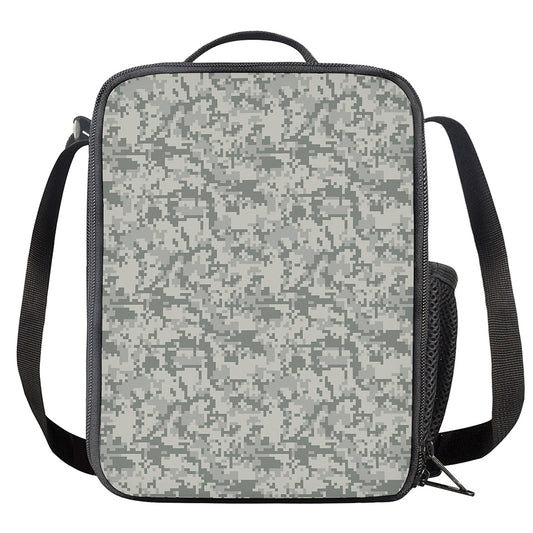 Tan Digital Camo Pattern Print Crossbody Lunch Bag