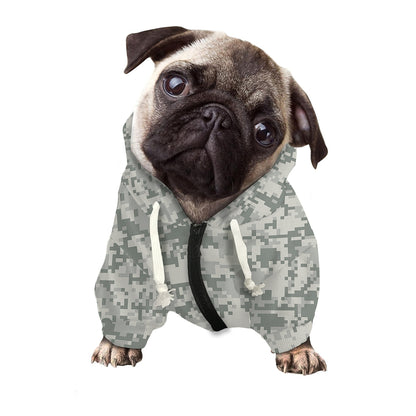 Tan Digital Camo Pattern Print Dog Zip Up Hoodie