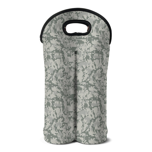 Tan Digital Camo Pattern Print Double Neoprene Wine Tote