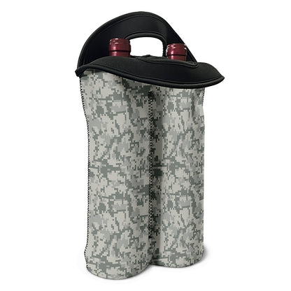 Tan Digital Camo Pattern Print Double Neoprene Wine Tote