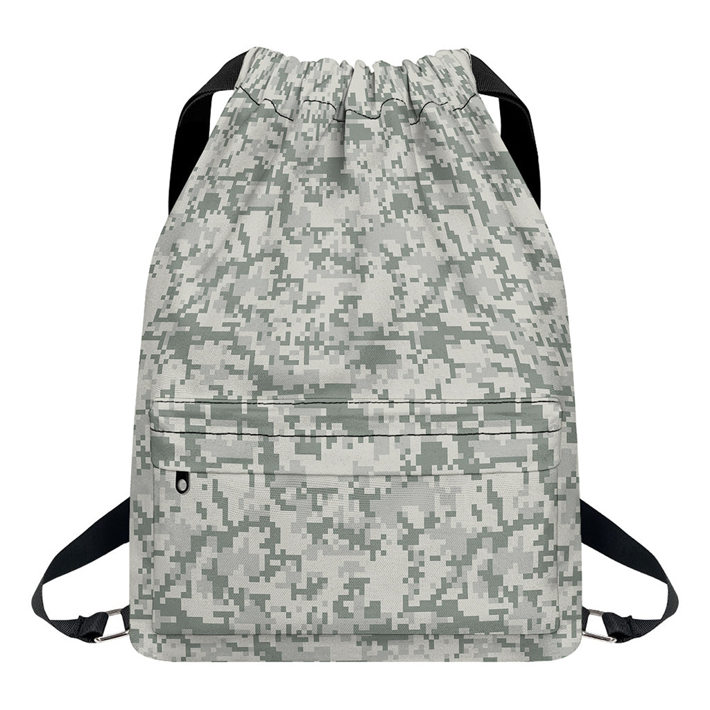 Tan Digital Camo Pattern Print Drawstring Backpack