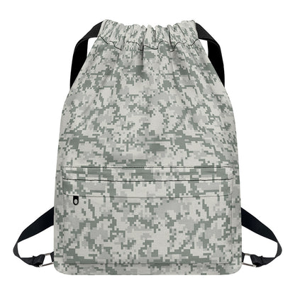 Tan Digital Camo Pattern Print Drawstring Backpack