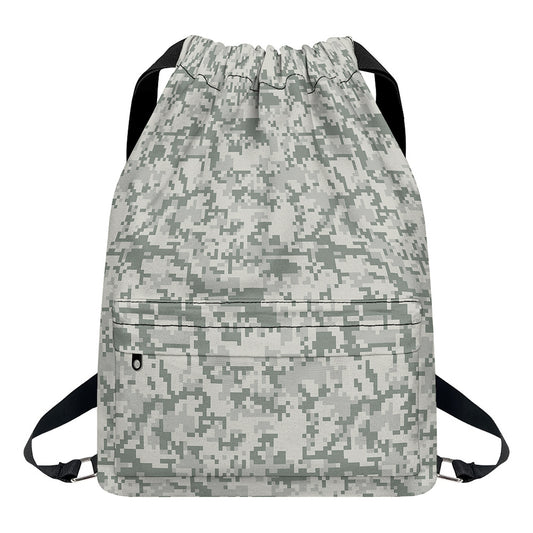 Tan Digital Camo Pattern Print Drawstring Backpack
