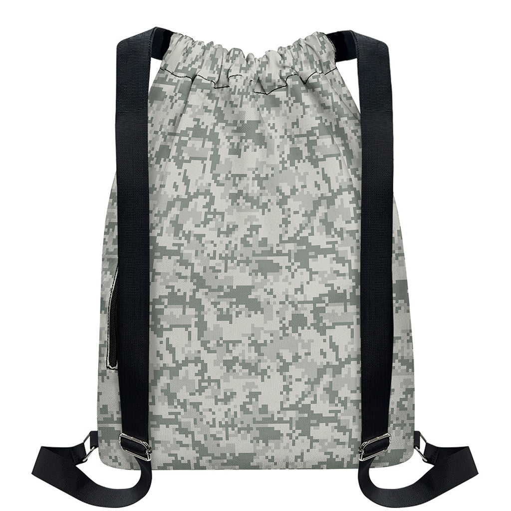 Tan Digital Camo Pattern Print Drawstring Backpack
