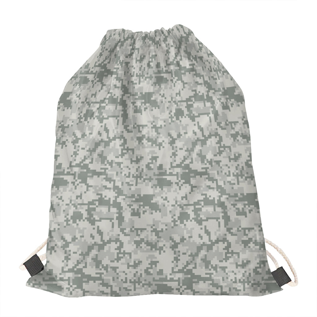 Tan Digital Camo Pattern Print Drawstring Bag