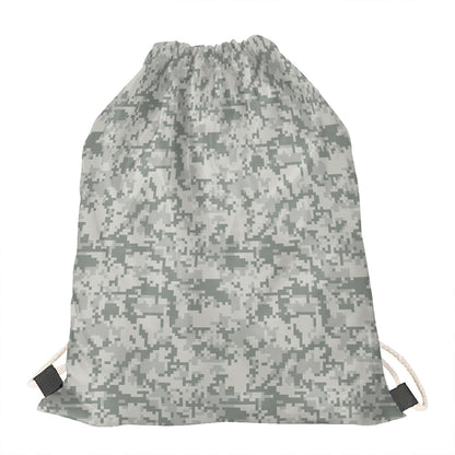 Tan Digital Camo Pattern Print Drawstring Bag