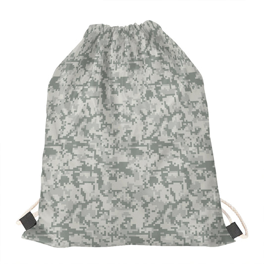 Tan Digital Camo Pattern Print Drawstring Bag