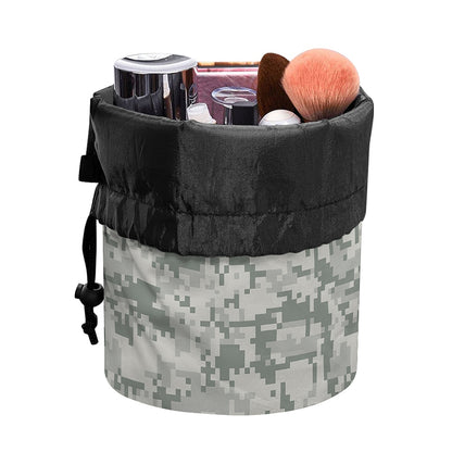 Tan Digital Camo Pattern Print Drawstring Makeup Bag