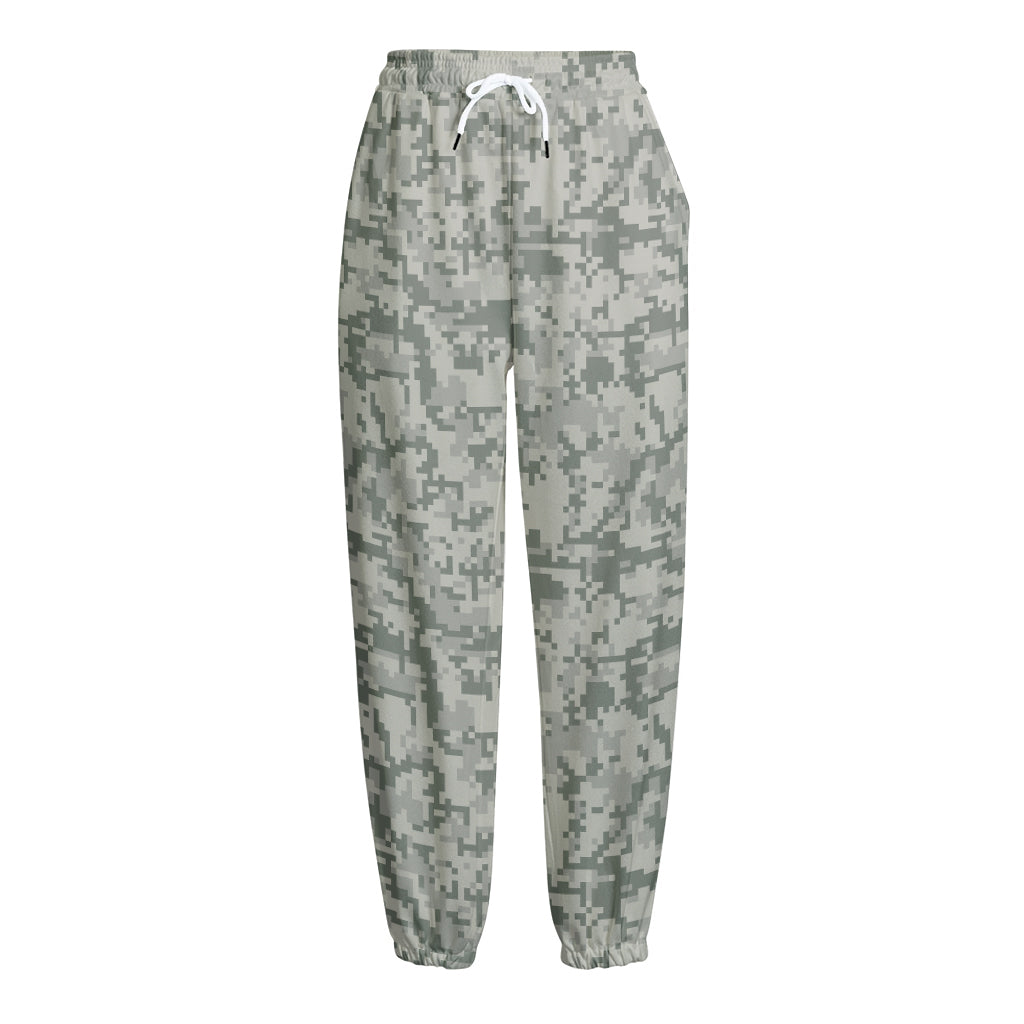 Tan Digital Camo Pattern Print Fleece Lined Knit Pants