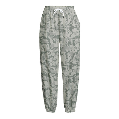 Tan Digital Camo Pattern Print Fleece Lined Knit Pants