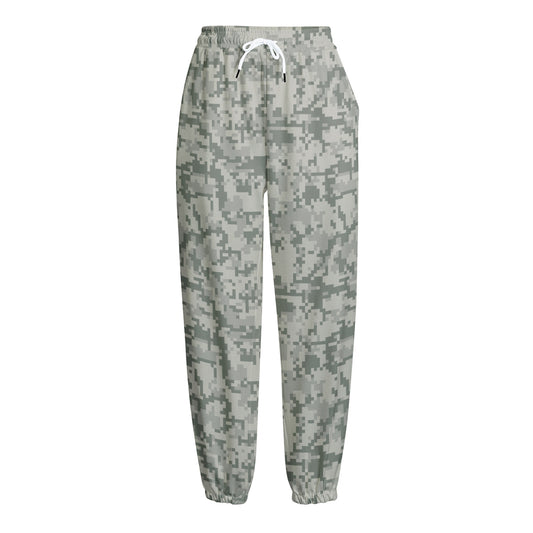 Tan Digital Camo Pattern Print Fleece Lined Knit Pants