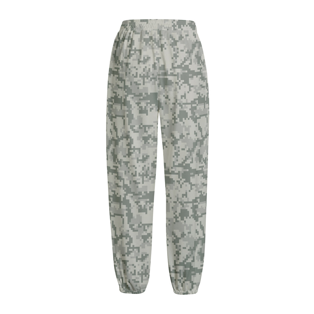 Tan Digital Camo Pattern Print Fleece Lined Knit Pants
