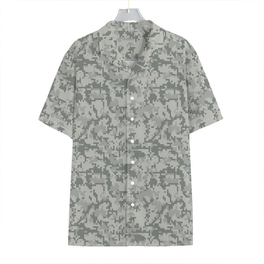 Tan Digital Camo Pattern Print Hawaiian Shirt