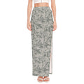 Tan Digital Camo Pattern Print High Slit Maxi Skirt