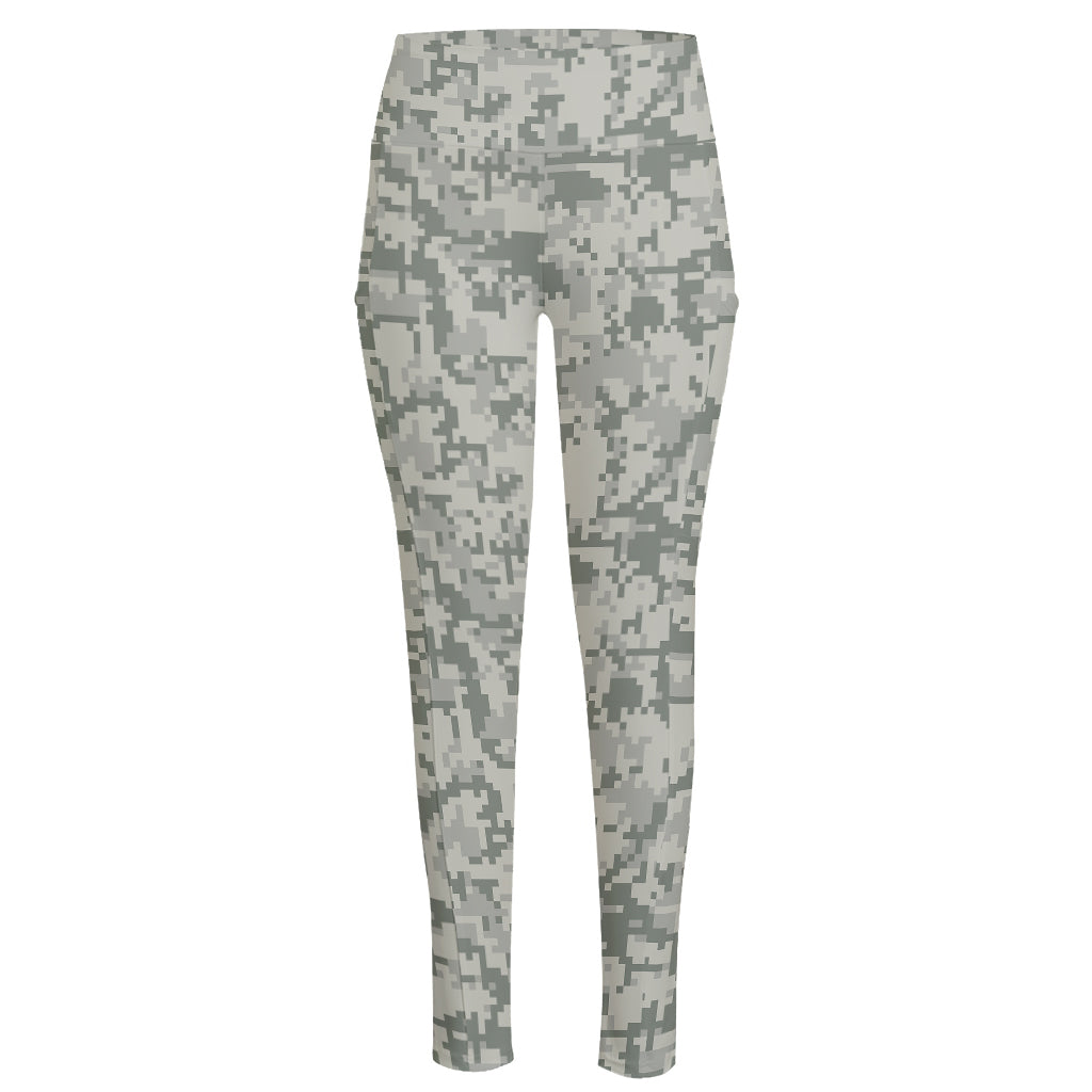Tan Digital Camo Pattern Print High-Waisted Pocket Leggings