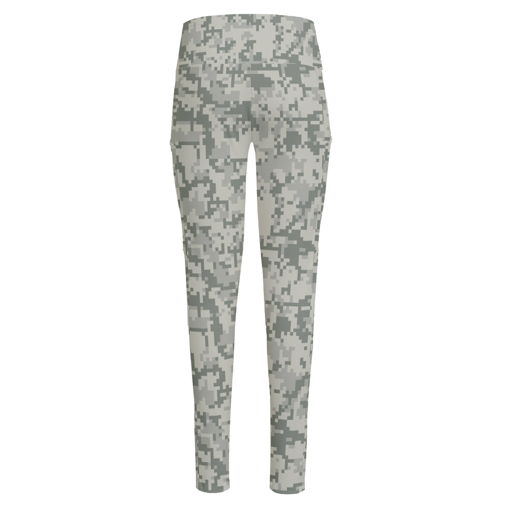 Tan Digital Camo Pattern Print High-Waisted Pocket Leggings