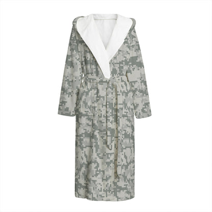 Tan Digital Camo Pattern Print Hooded Bathrobe