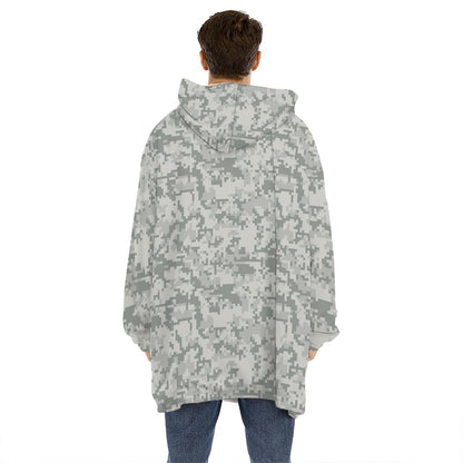 Tan Digital Camo Pattern Print Hoodie Blanket