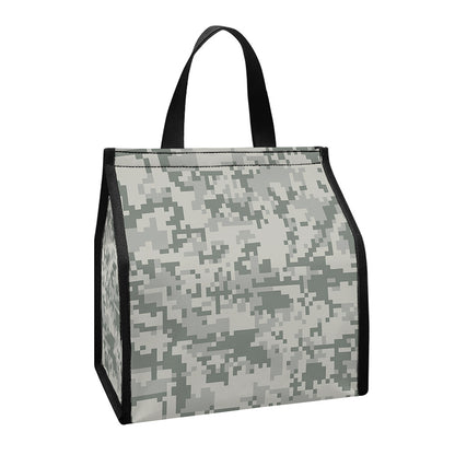 Tan Digital Camo Pattern Print Insulated Lunch Tote