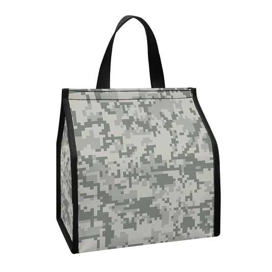 Tan Digital Camo Pattern Print Insulated Lunch Tote