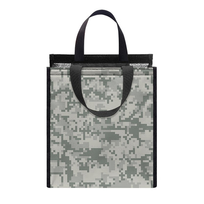 Tan Digital Camo Pattern Print Insulated Lunch Tote