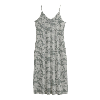 Tan Digital Camo Pattern Print Jersey Midi Cami Dress