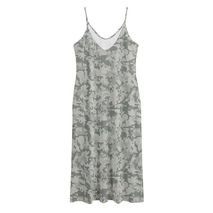 Tan Digital Camo Pattern Print Jersey Midi Cami Dress