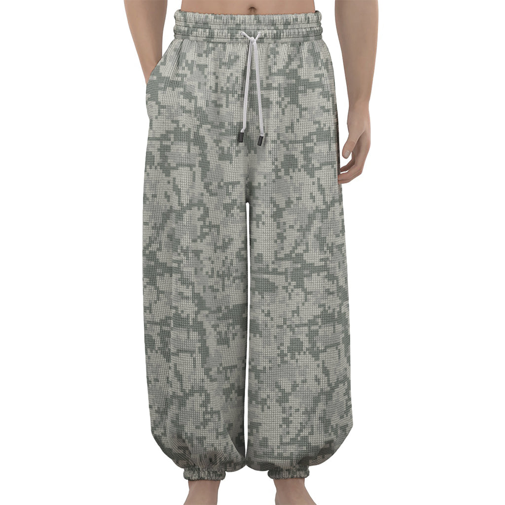 Tan Digital Camo Pattern Print Lantern Pants