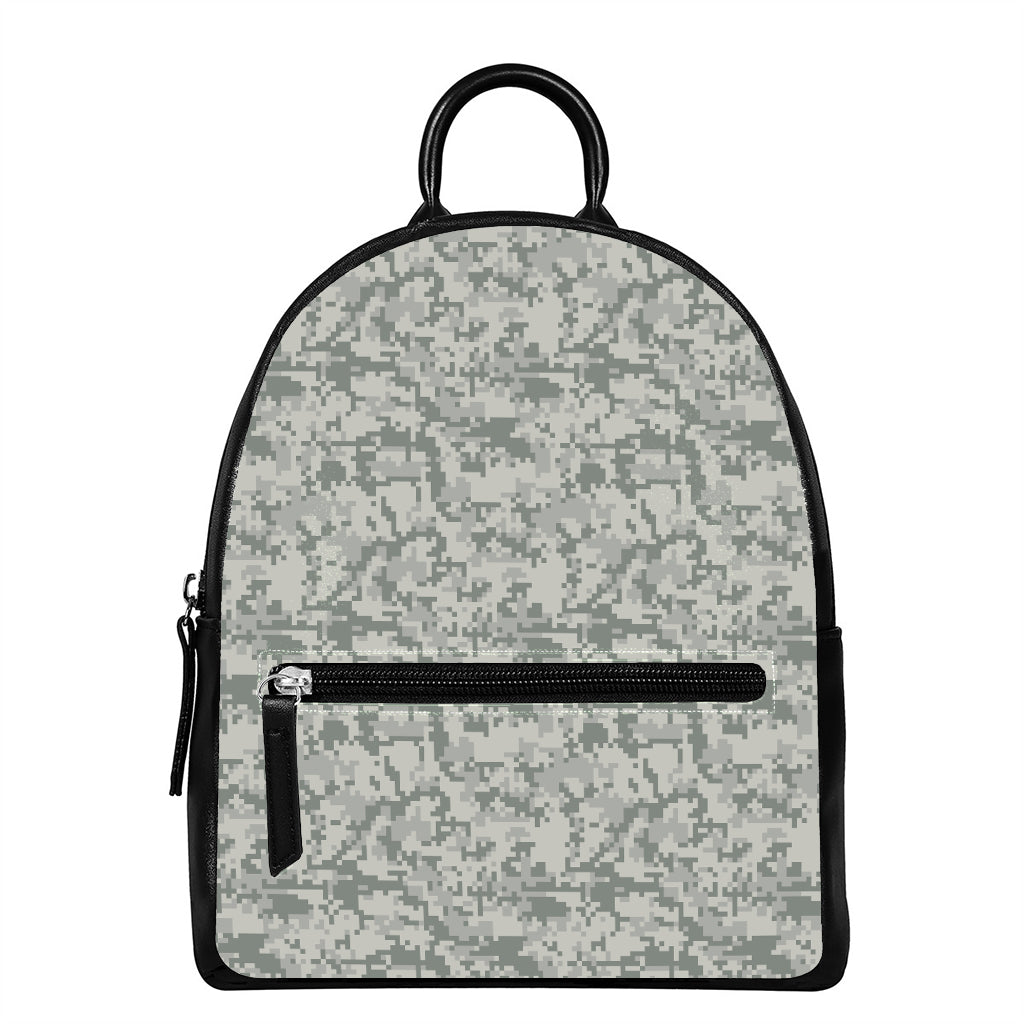 Tan Digital Camo Pattern Print Leather Backpack
