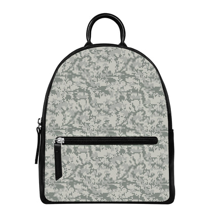 Tan Digital Camo Pattern Print Leather Backpack