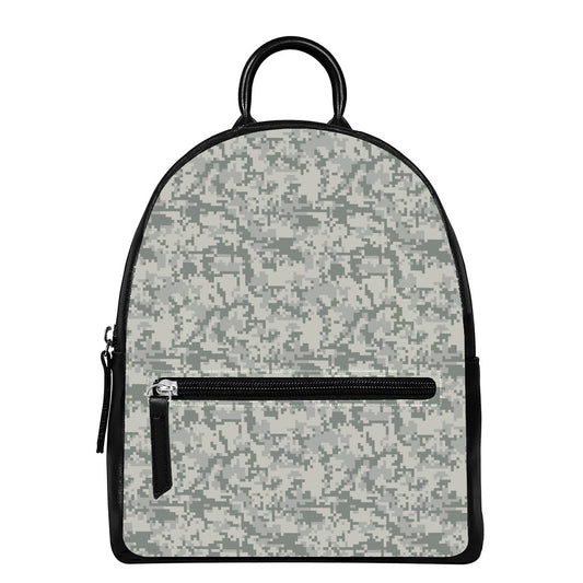 Tan Digital Camo Pattern Print Leather Backpack