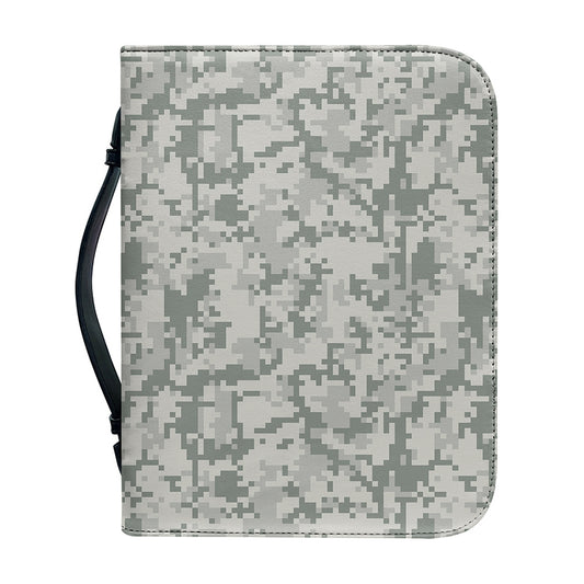 Tan Digital Camo Pattern Print Leather Bible Cover