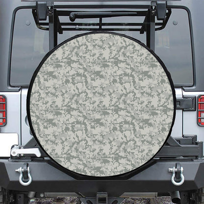 Tan Digital Camo Pattern Print Leather Spare Tire Cover