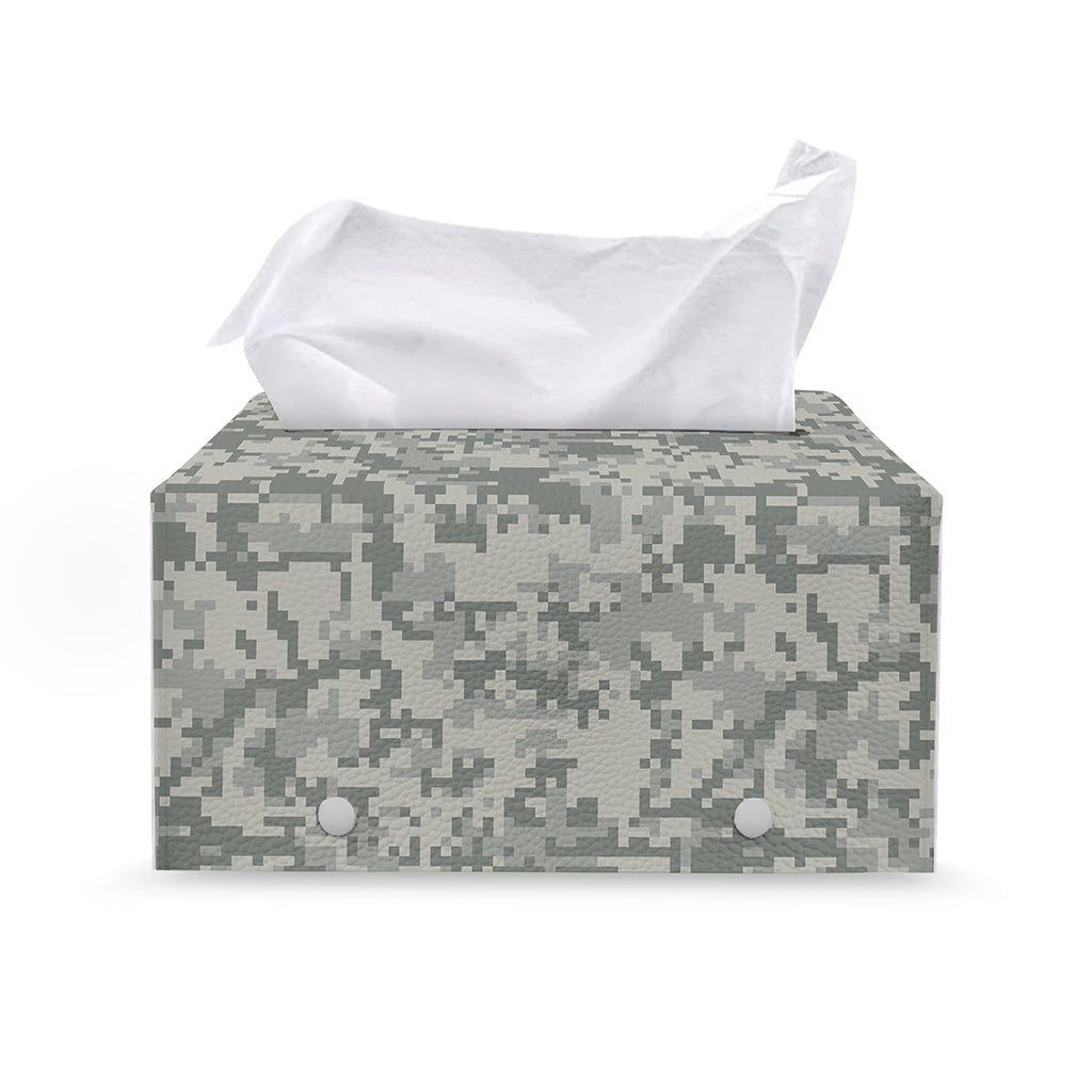 Tan Digital Camo Pattern Print Leather Tissue Box Cover