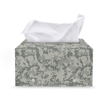 Tan Digital Camo Pattern Print Leather Tissue Box Cover